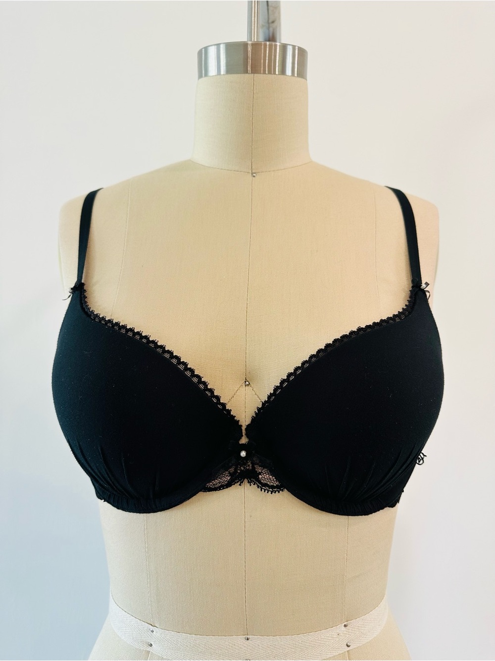 Victoria's Secret Black Lace Trim Push-Up Demi Bra